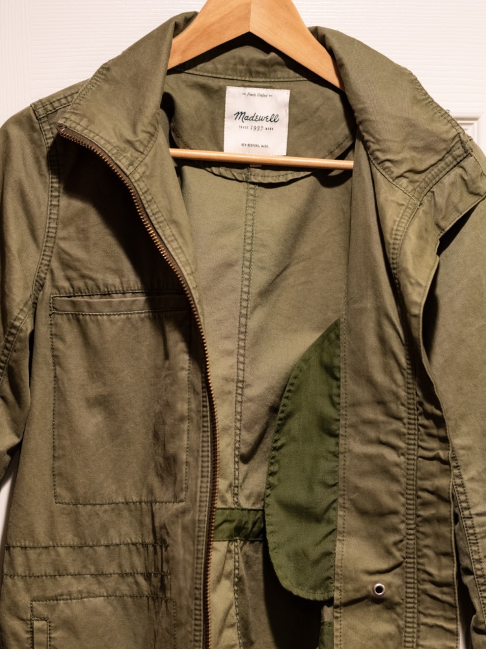 Madewell Women's Utility Jacket Olive Green Size M Four Pocket Full Zip - Picture 5 of 6